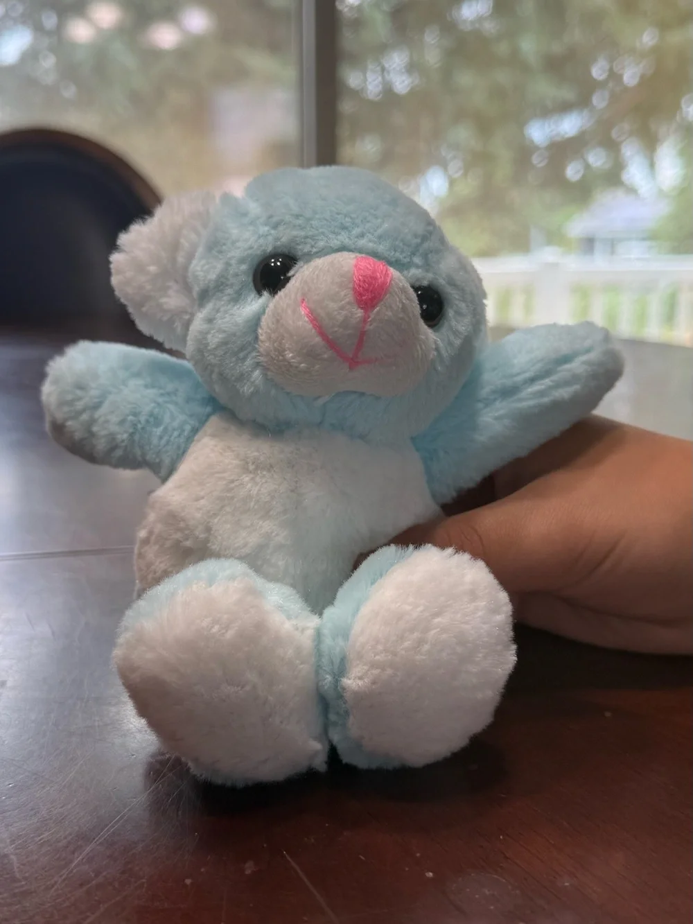 Blue and White Plush Teddy Bear - Soft Small Stuffed Animal